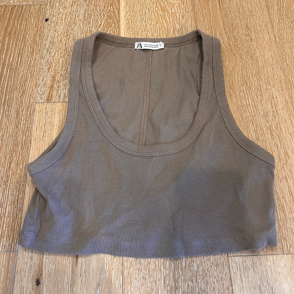 Zara Cropped Tank, ribbed, size M